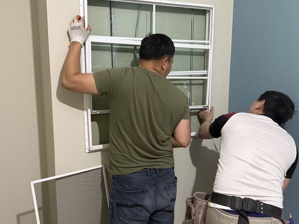 Setting a faux window into a blank wall